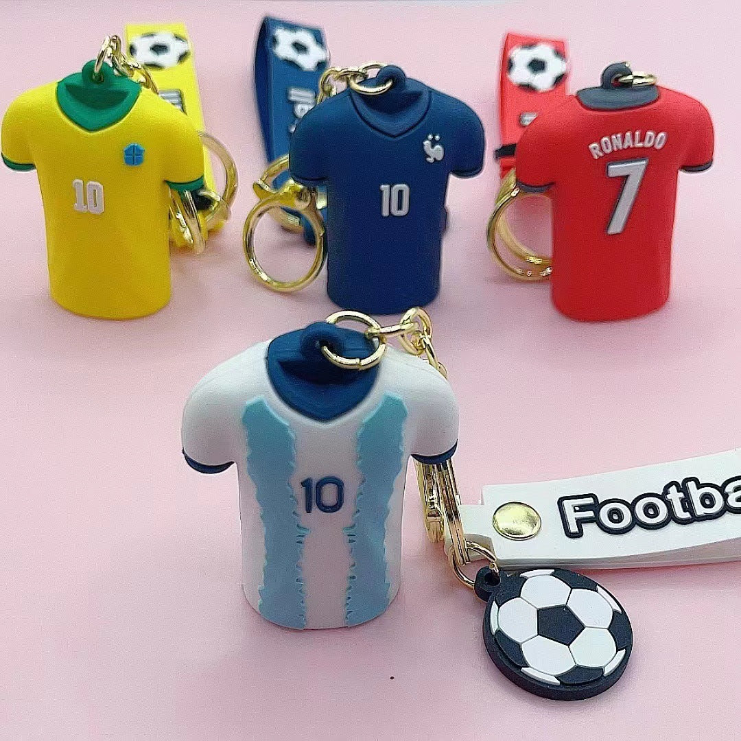 Football World Cup Star Jerseys Figure Key Chain Net Red Schoolbag Pendant Personalized Creative Small Gifts