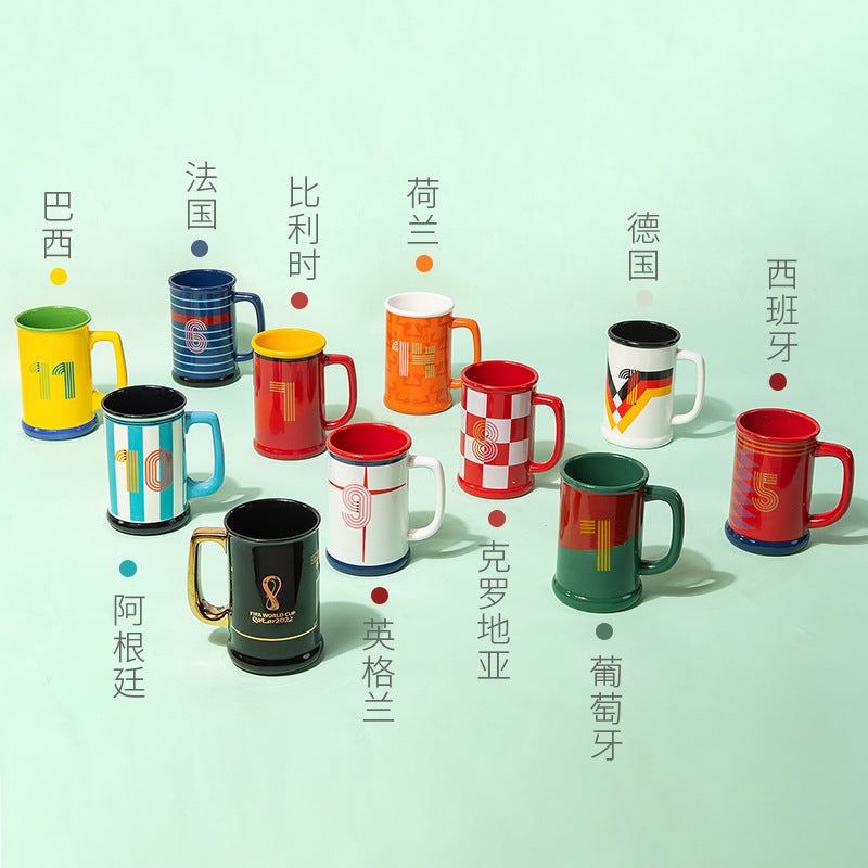 Football World Cup Beer Mug Mug Football Souvenirs Cup High-Grade Ceramic Cup Gift Box