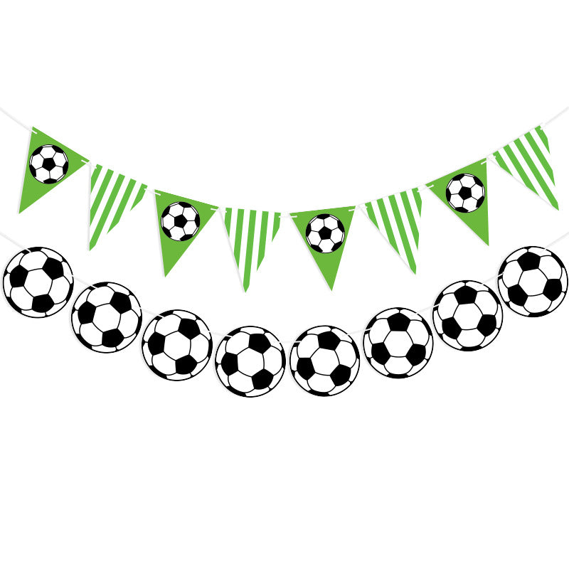 Sports Party Decorated Flag Banner Football String Flag Football Stripes Triangle Paper Latte