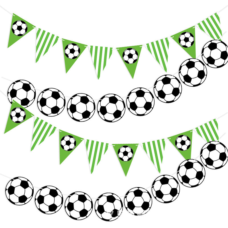 Sports Party Decorated Flag Banner Football String Flag Football Stripes Triangle Paper Latte