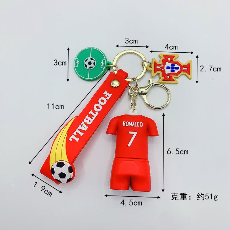 Football World Cup Star Jerseys Figure Key Chain Net Red Schoolbag Pendant Personalized Creative Small Gifts