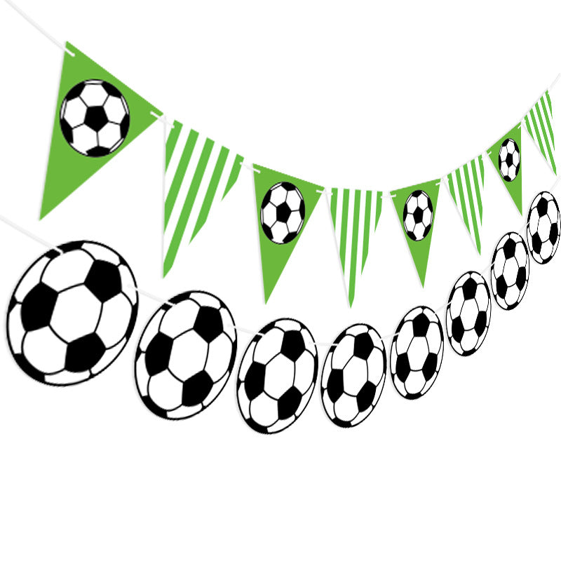 Sports Party Decorated Flag Banner Football String Flag Football Stripes Triangle Paper Latte