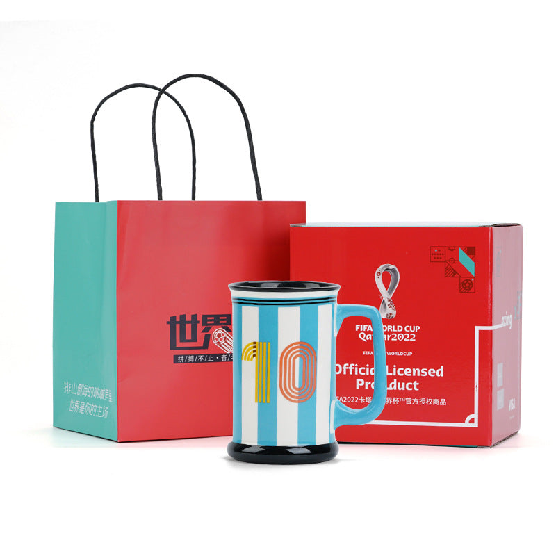 Football World Cup Beer Mug Mug Football Souvenirs Cup High-Grade Ceramic Cup Gift Box