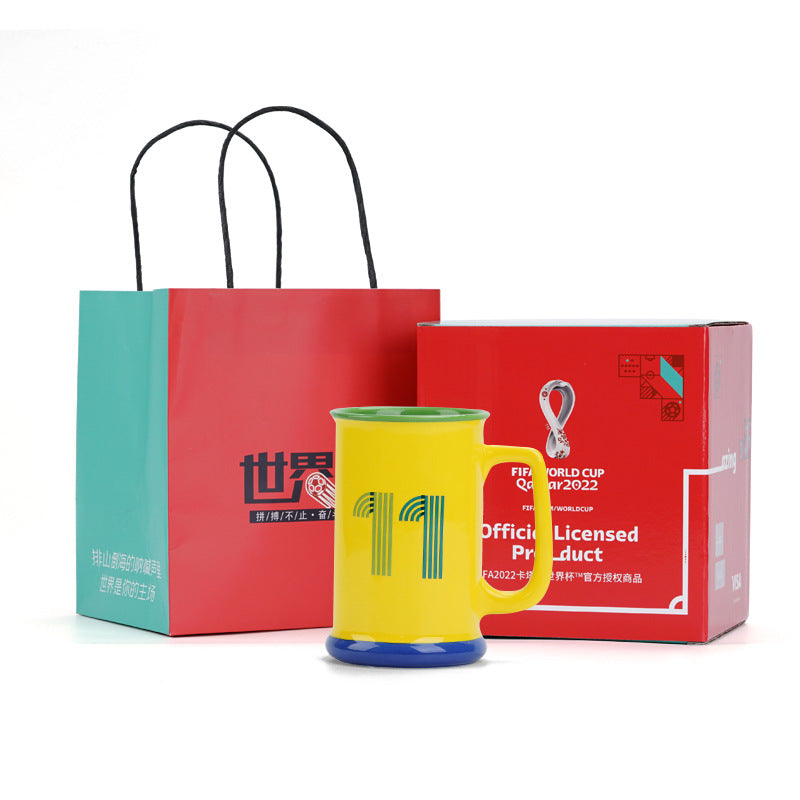 Football World Cup Beer Mug Mug Football Souvenirs Cup High-Grade Ceramic Cup Gift Box