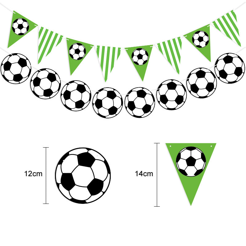 Sports Party Decorated Flag Banner Football String Flag Football Stripes Triangle Paper Latte
