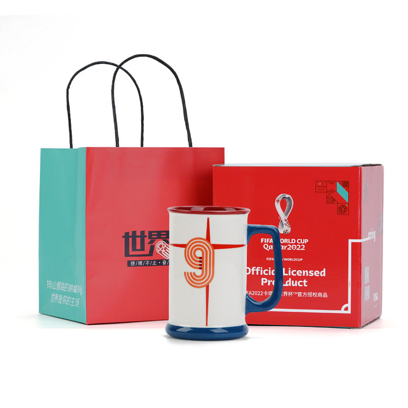 Football World Cup Beer Mug Mug Football Souvenirs Cup High-Grade Ceramic Cup Gift Box