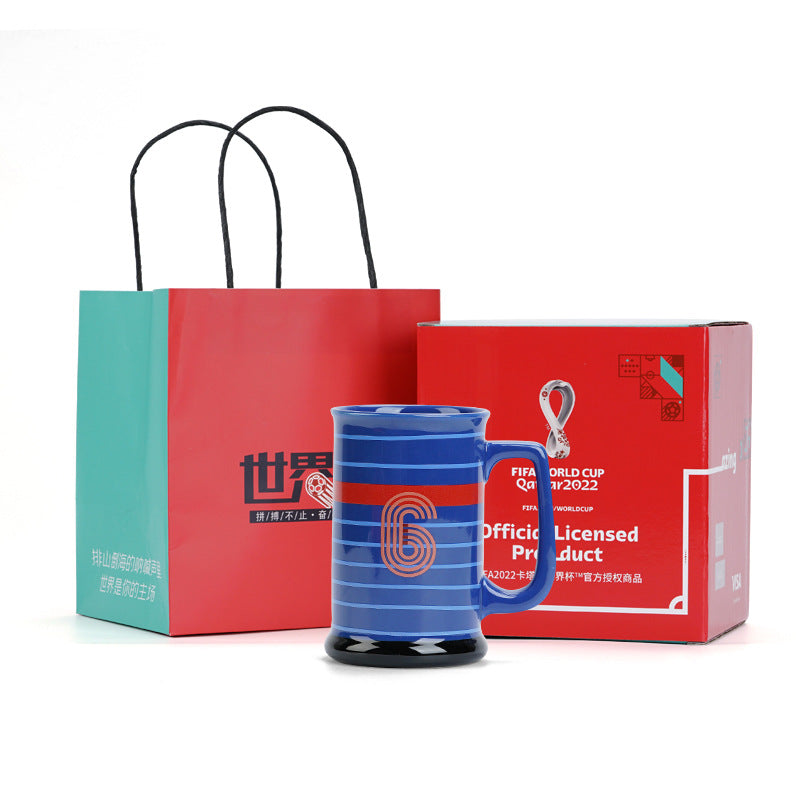 Football World Cup Beer Mug Mug Football Souvenirs Cup High-Grade Ceramic Cup Gift Box