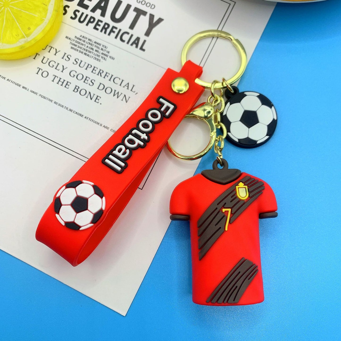 Football World Cup Star Jerseys Figure Key Chain Net Red Schoolbag Pendant Personalized Creative Small Gifts