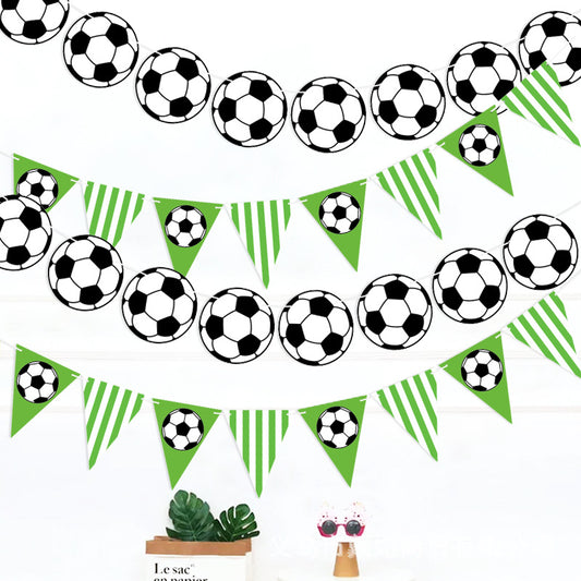 Sports Party Decorated Flag Banner Football String Flag Football Stripes Triangle Paper Latte