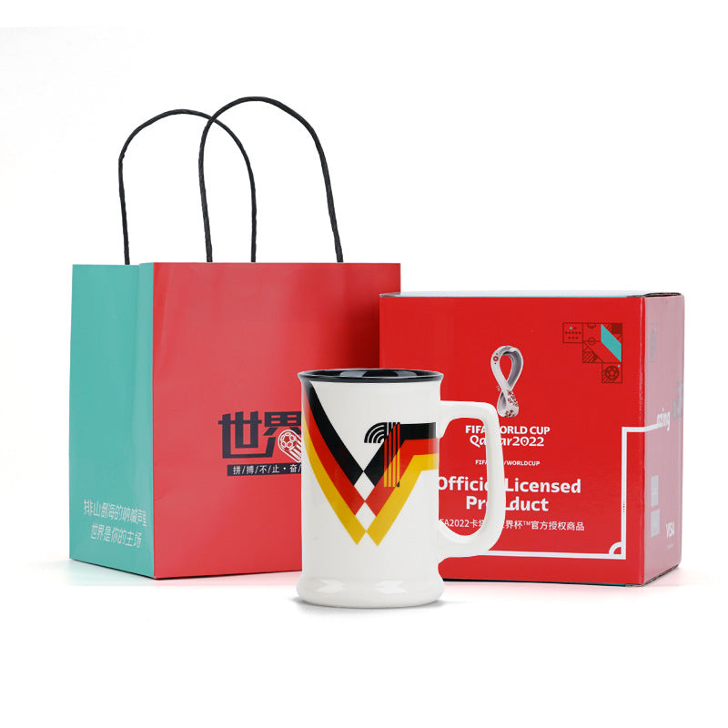Football World Cup Beer Mug Mug Football Souvenirs Cup High-Grade Ceramic Cup Gift Box
