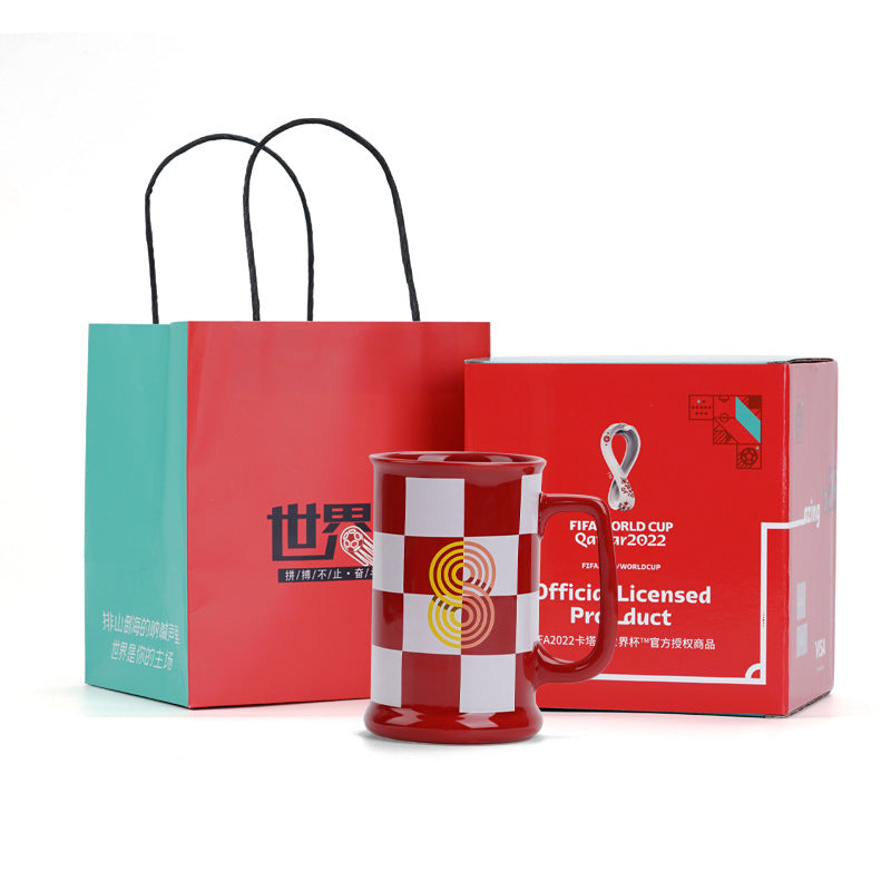 Football World Cup Beer Mug Mug Football Souvenirs Cup High-Grade Ceramic Cup Gift Box