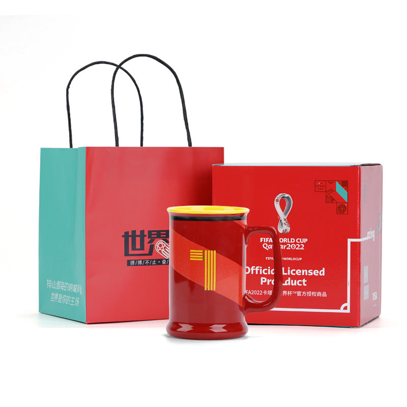 Football World Cup Beer Mug Mug Football Souvenirs Cup High-Grade Ceramic Cup Gift Box