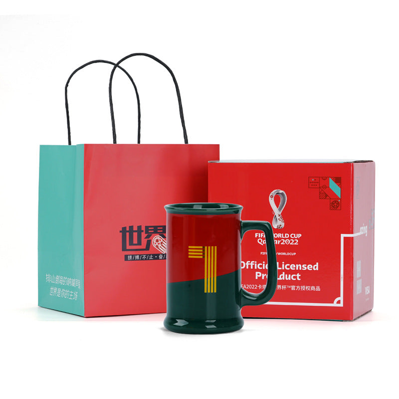 Football World Cup Beer Mug Mug Football Souvenirs Cup High-Grade Ceramic Cup Gift Box
