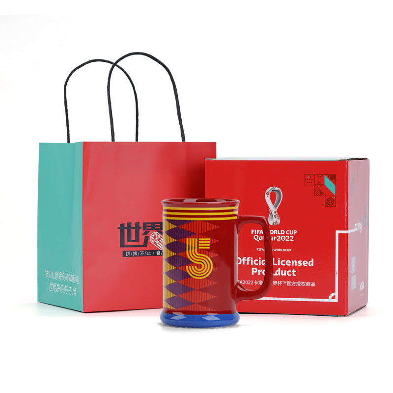 Football World Cup Beer Mug Mug Football Souvenirs Cup High-Grade Ceramic Cup Gift Box