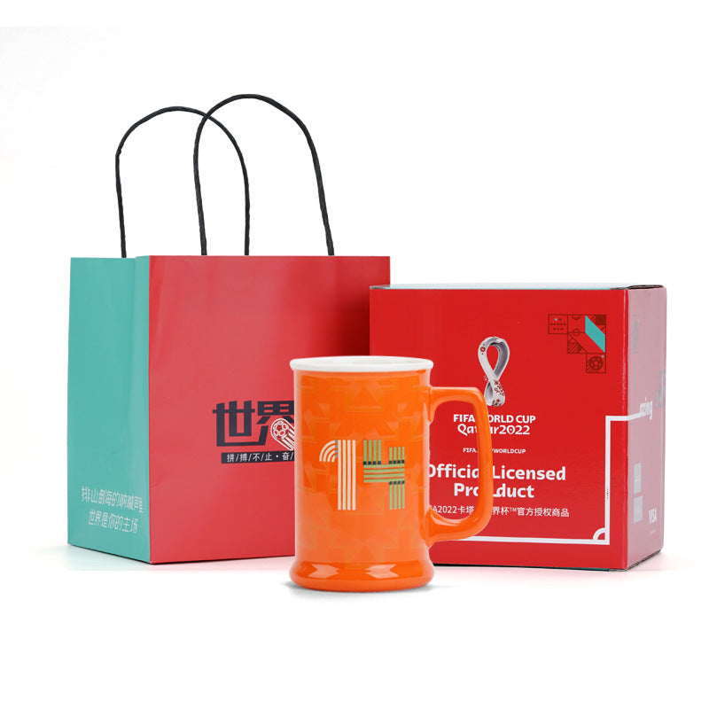 Football World Cup Beer Mug Mug Football Souvenirs Cup High-Grade Ceramic Cup Gift Box