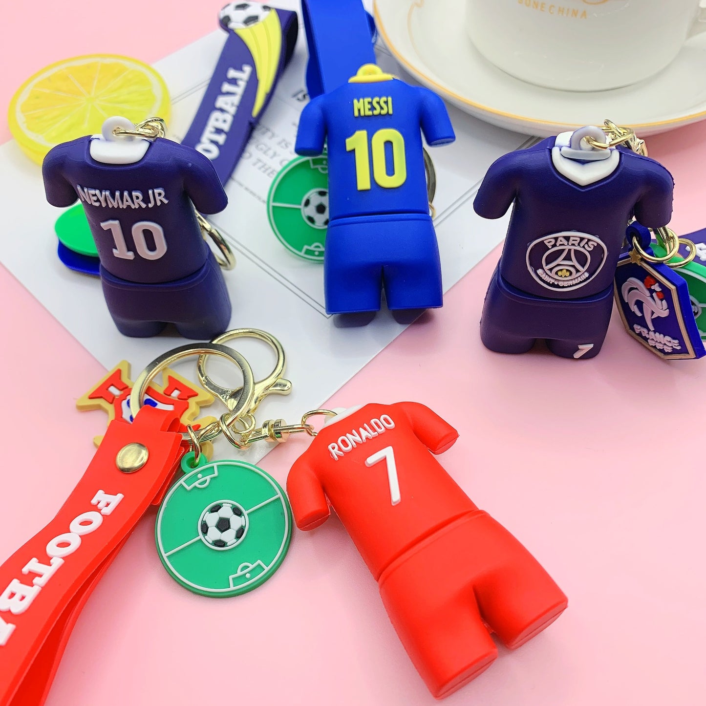 Football World Cup Star Jerseys Figure Key Chain Net Red Schoolbag Pendant Personalized Creative Small Gifts