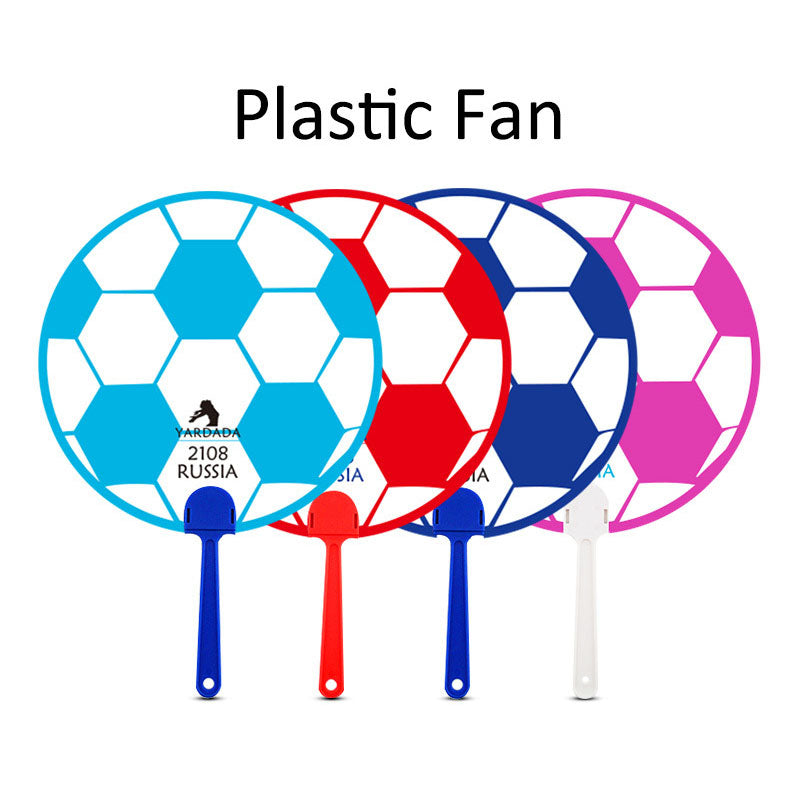World Cup Advertising Promotion Pp Plastic Fan Customized Football Round Fan Pp New Material Medium Handle Fan