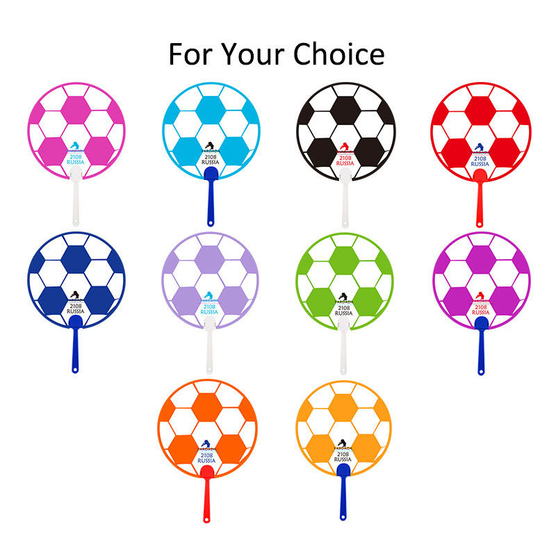 World Cup Advertising Promotion Pp Plastic Fan Customized Football Round Fan Pp New Material Medium Handle Fan