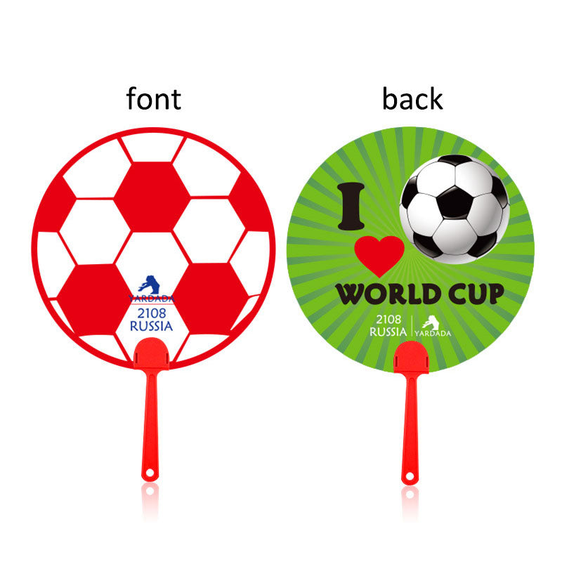 World Cup Advertising Promotion Pp Plastic Fan Customized Football Round Fan Pp New Material Medium Handle Fan