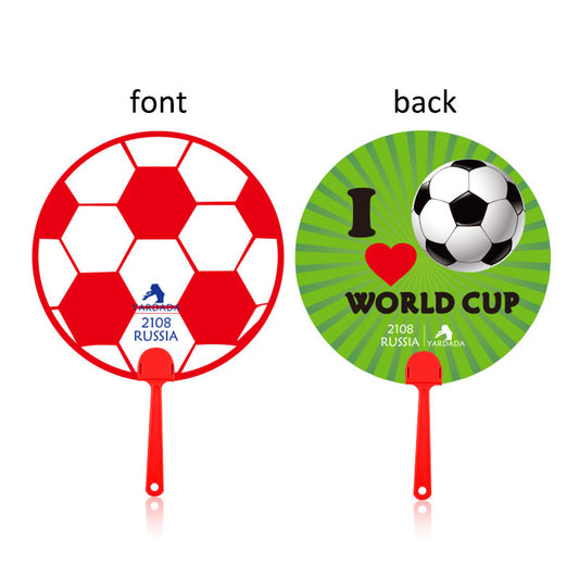 World Cup Advertising Promotion Pp Plastic Fan Customized Football Round Fan Pp New Material Medium Handle Fan