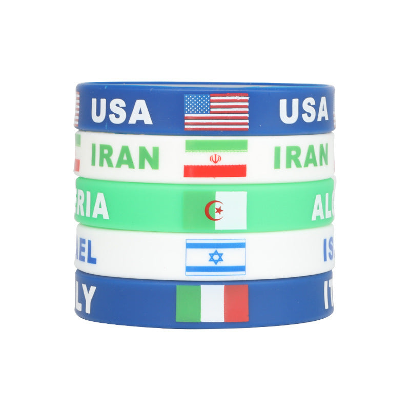 Custom Soccer Silicone Wrist Strap World Cup Flag Wrist Strap Soccer Fan Supplies Gift Souvenirs