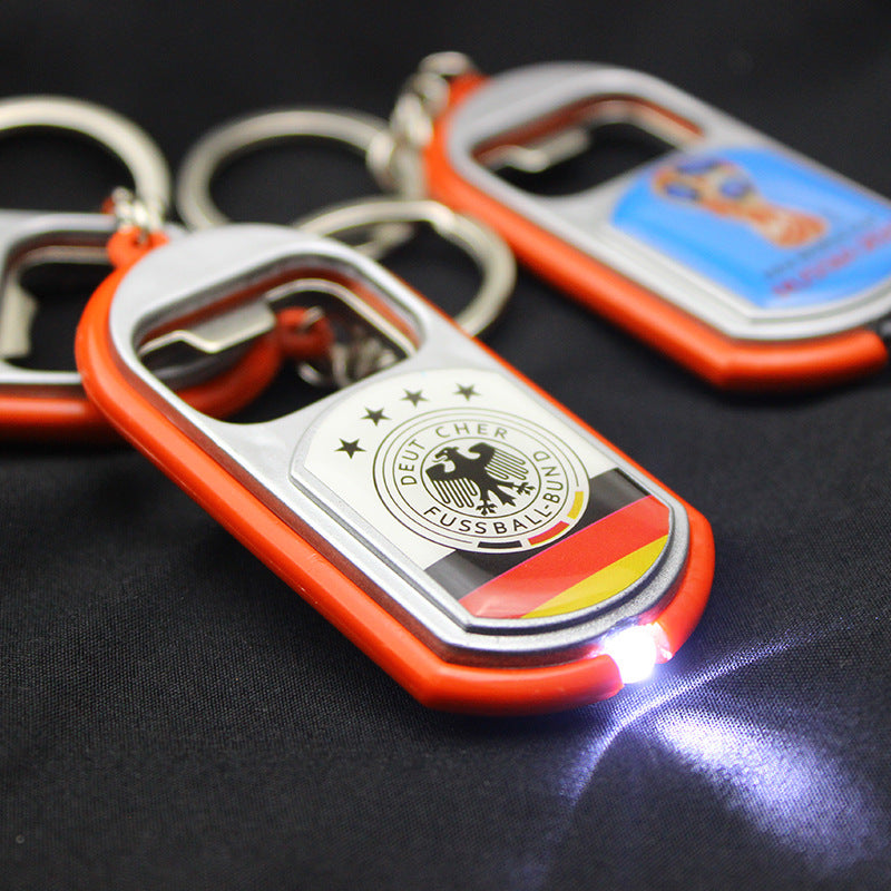 Creative Gifts Cup Key Chain Bottle Opener Glow Fans Bar Supplies Keychain With Led Light