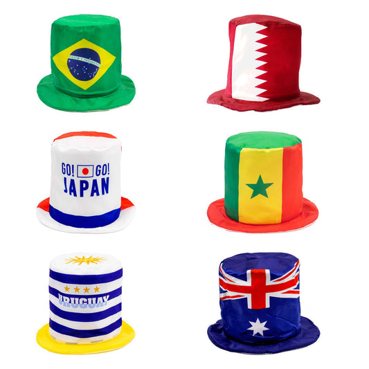 World Football Cup Cylinder Party Hats Country Flag Polyester Top Hat Digital Printing Fans Cheering Props Carnival Hat
