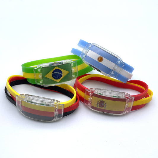 Fans Cheering Led Country Flag Bracelet Led Light Silicone Wristband Customized Led National Flag Bracelet For World Cup