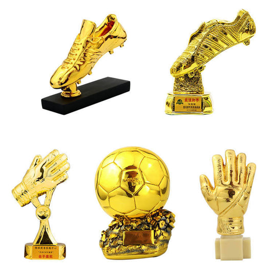 Custom Golden Ball Golden Boot Football Trophy Winner Cup Trophy Resin Crafts Ballon Balls Trophies