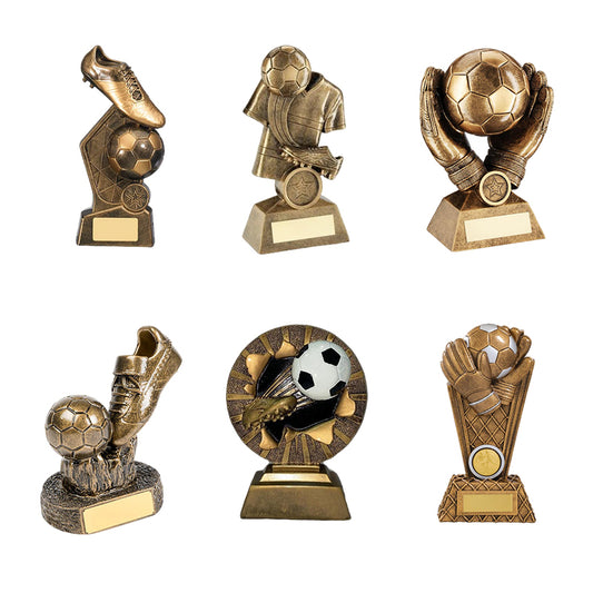 Customise The Unique World Trophy With Multi Style Resin Gloves And Boots For The Football Trophy