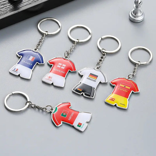 Custom Football Gifts World Cups National Country Flag Souvenir Acrylic Keychain Pendant Gifts Brazil Germany Spain Key Ring