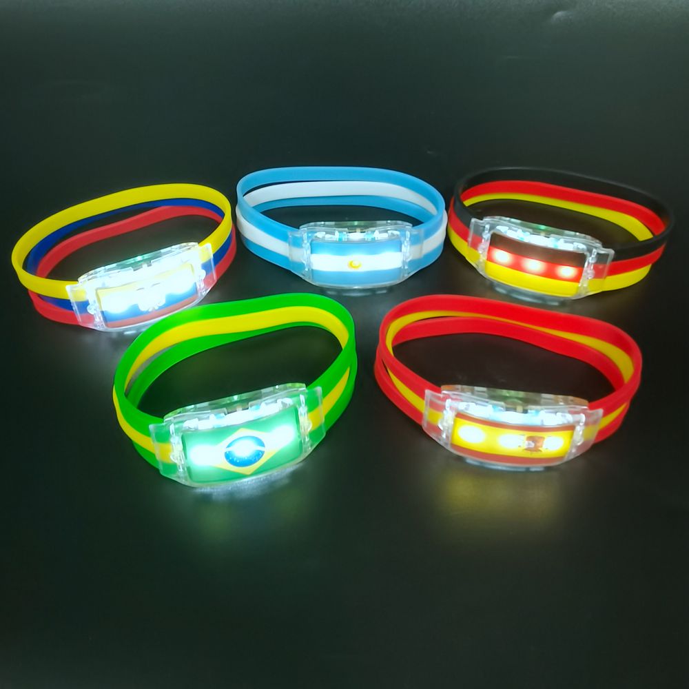 Fans Cheering Led Country Flag Bracelet Led Light Silicone Wristband Customized Led National Flag Bracelet For World Cup