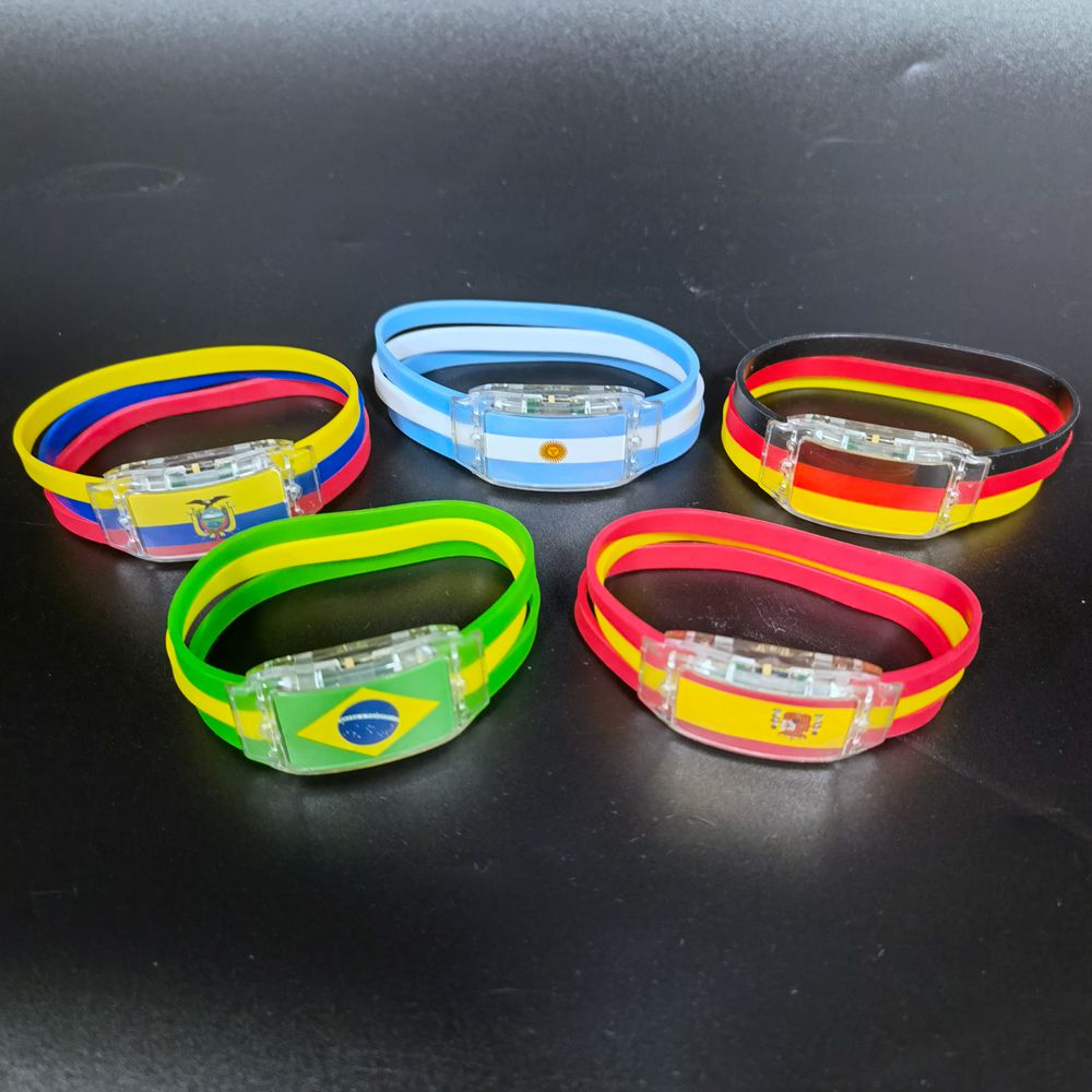 Fans Cheering Led Country Flag Bracelet Led Light Silicone Wristband Customized Led National Flag Bracelet For World Cup