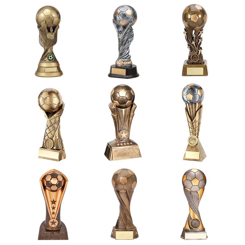 Customise The Unique World Trophy With Multi Style Resin Gloves And Boots For The Football Trophy