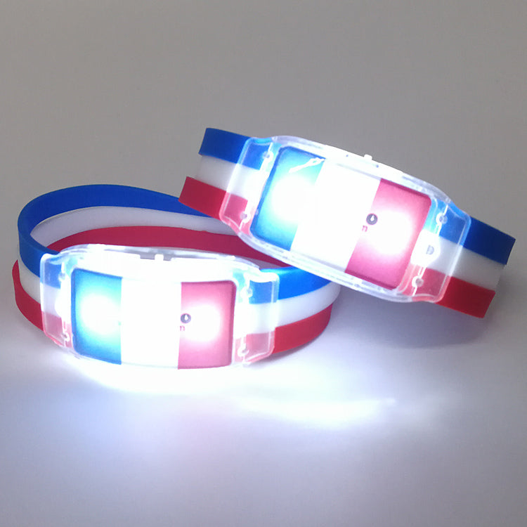 Fans Cheering Led Country Flag Bracelet Led Light Silicone Wristband Customized Led National Flag Bracelet For World Cup