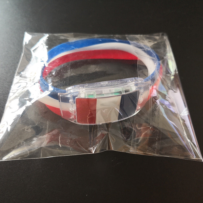Fans Cheering Led Country Flag Bracelet Led Light Silicone Wristband Customized Led National Flag Bracelet For World Cup