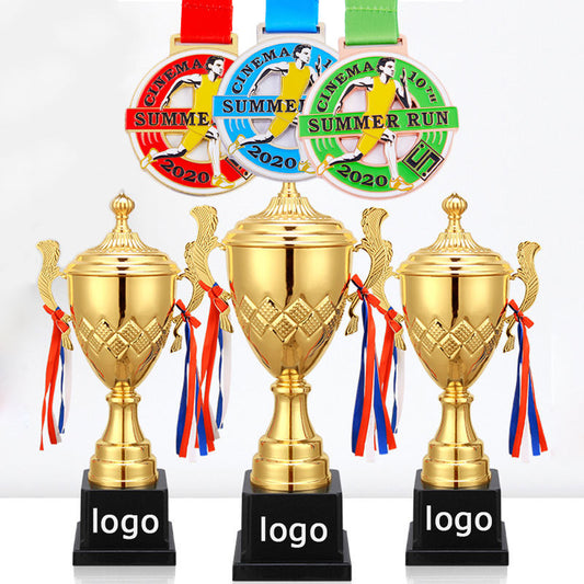 Custom Luxury Gym Competition Real Size Resin Metal Gold World Sports Cup Trophy Award Trophies And Medals