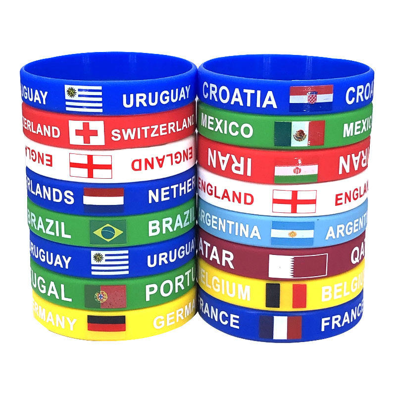 Custom Soccer Silicone Wrist Strap World Cup Flag Wrist Strap Soccer Fan Supplies Gift Souvenirs