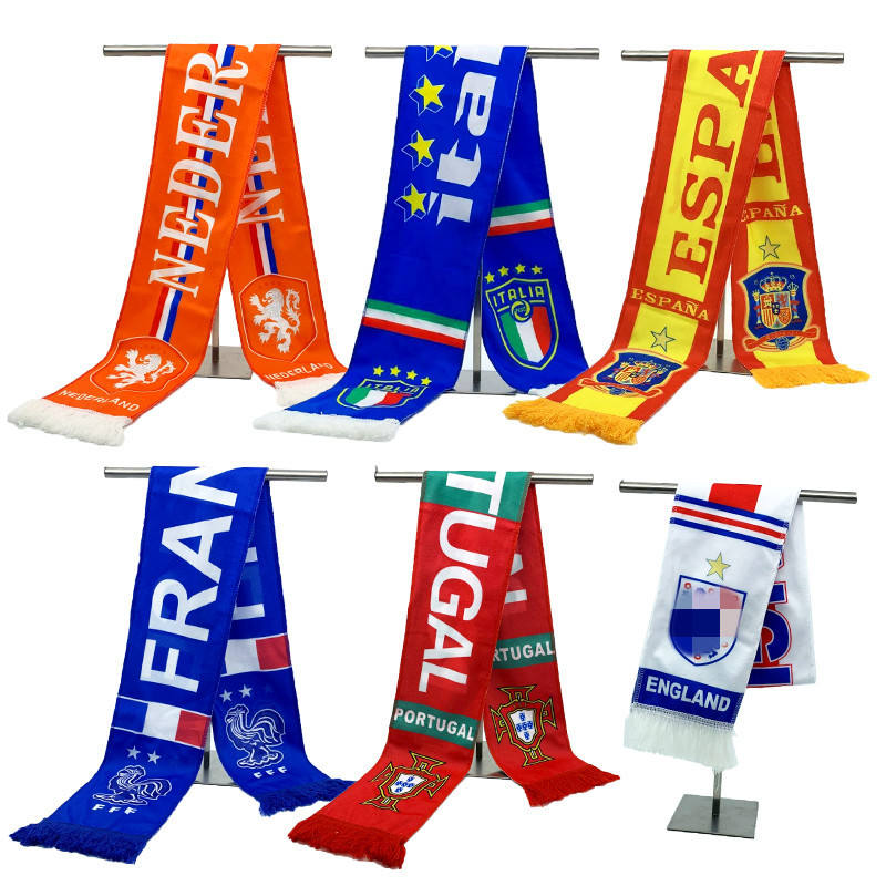 Promotional Acyclic Knitted Jacquard Fan Scarf Football Scarves Custom Logo Printed Sports Fans Scarf