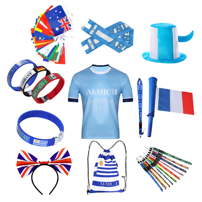 Soccer Event Accessories Wholesale World Cup Glasses Football Fans Cheer Party Supply KeyChains Scarf Flags Promotional Gift Souvenirs