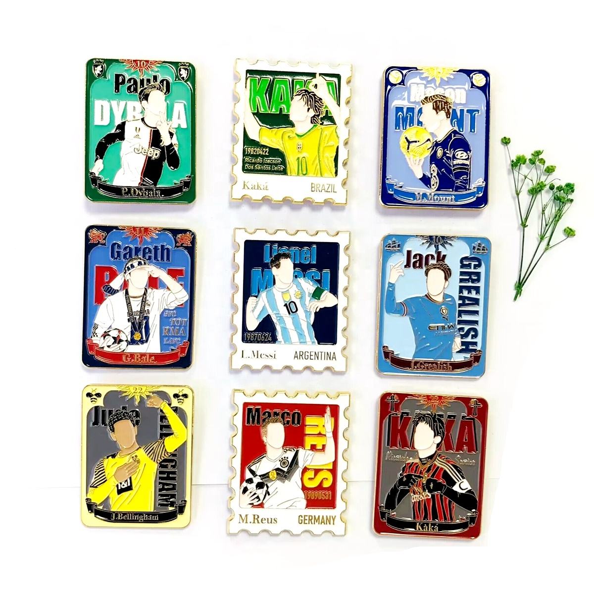 Custom Design Gold Plated World Cup Football Star Hard Enamel Pin World Trading Pin Soccer Sports Soft Enamel Pins Badge Set