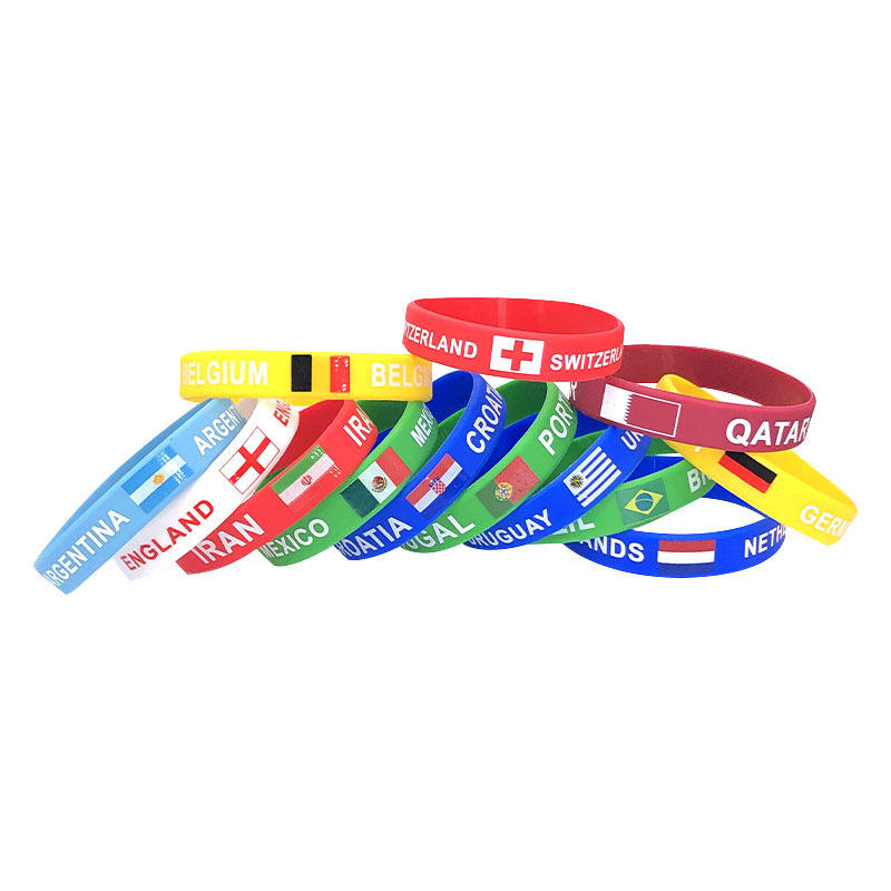 Custom Soccer Silicone Wrist Strap World Cup Flag Wrist Strap Soccer Fan Supplies Gift Souvenirs