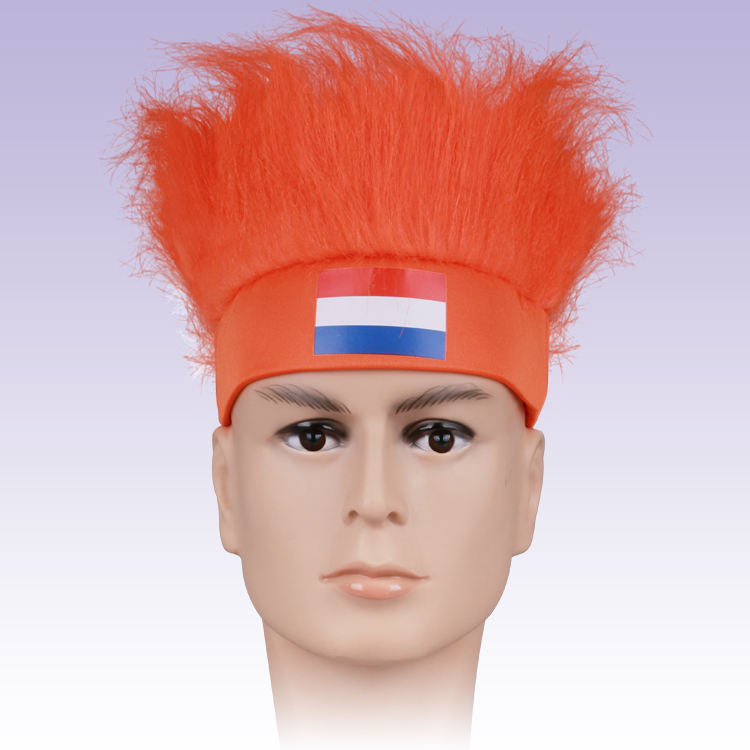 Wholesale Custom Sports Fans Cheering Product Team Supporter Giveaways Headband Wig With 32 Country Flags