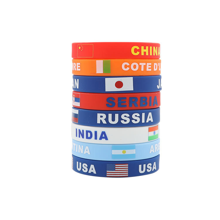 Custom Soccer Silicone Wrist Strap World Cup Flag Wrist Strap Soccer Fan Supplies Gift Souvenirs