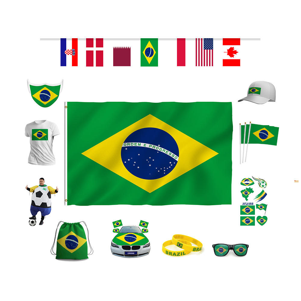 Cup World Football Party Supplies Fan Props Scarf String Flag Bracelet Car Cover Inflatable Suit Cover Flag Set