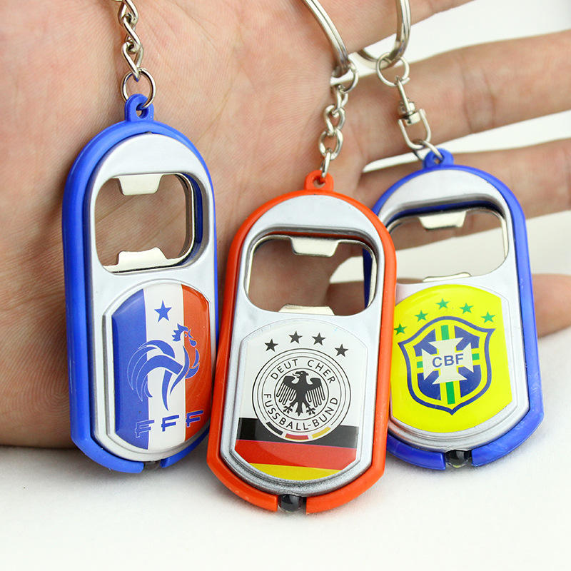 Creative Gifts Cup Key Chain Bottle Opener Glow Fans Bar Supplies Keychain With Led Light