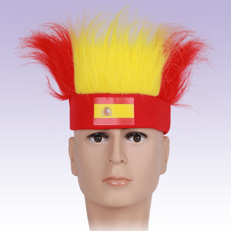 Wholesale Custom Sports Fans Cheering Product Team Supporter Giveaways Headband Wig With 32 Country Flags