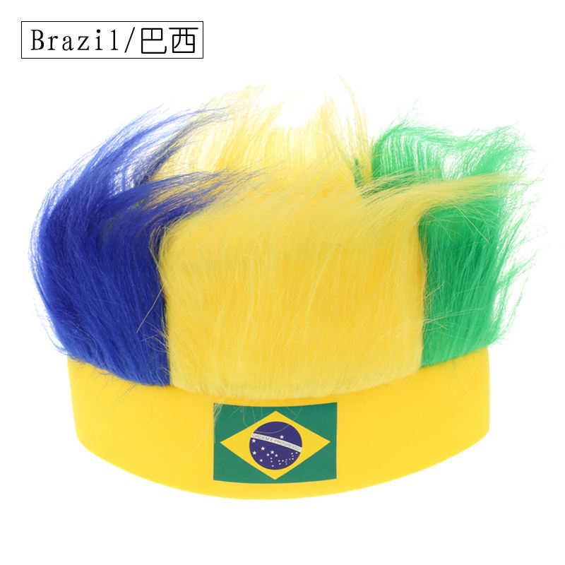 Wholesale Custom Sports Fans Cheering Product Team Supporter Giveaways Headband Wig With 32 Country Flags