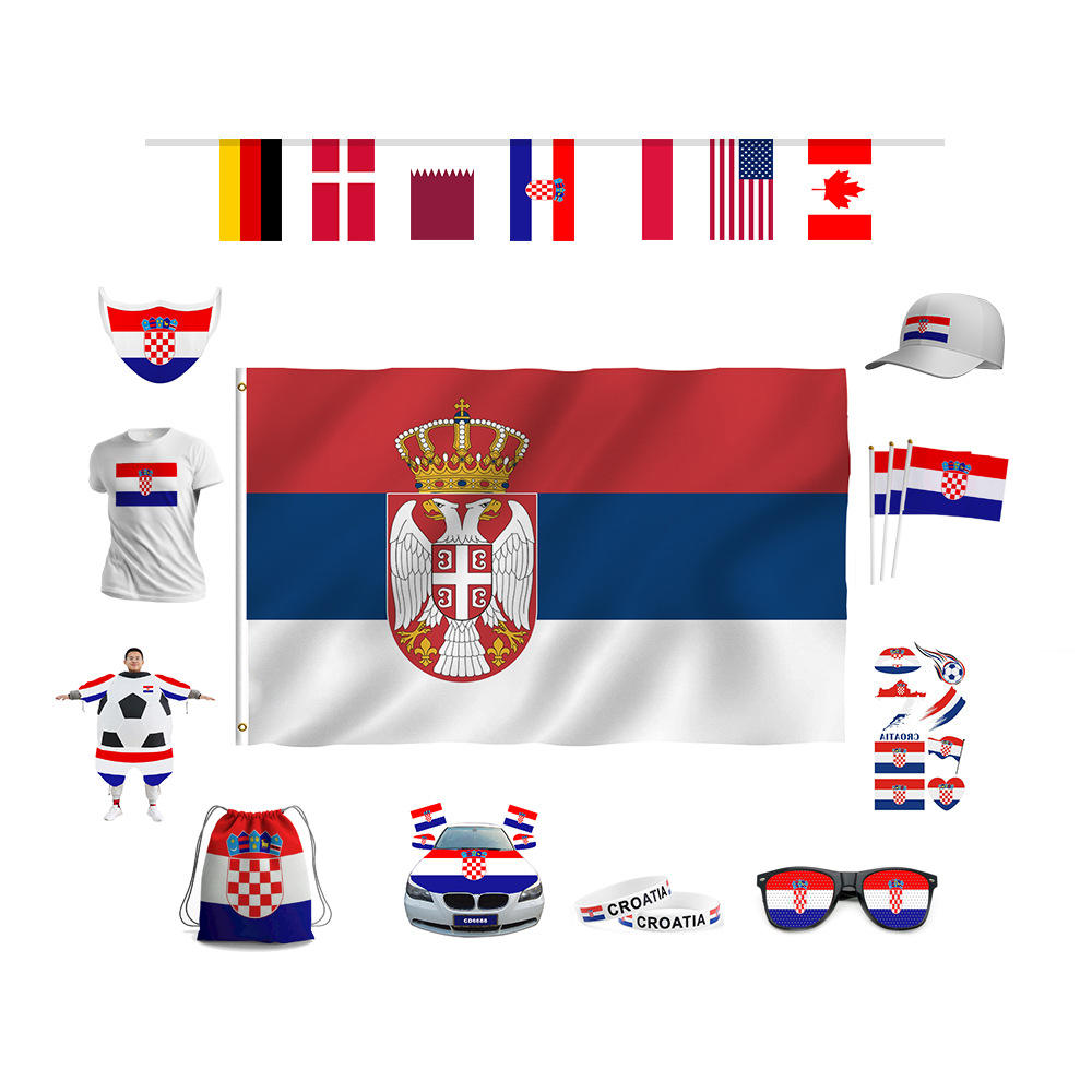 Cup World Football Party Supplies Fan Props Scarf String Flag Bracelet Car Cover Inflatable Suit Cover Flag Set