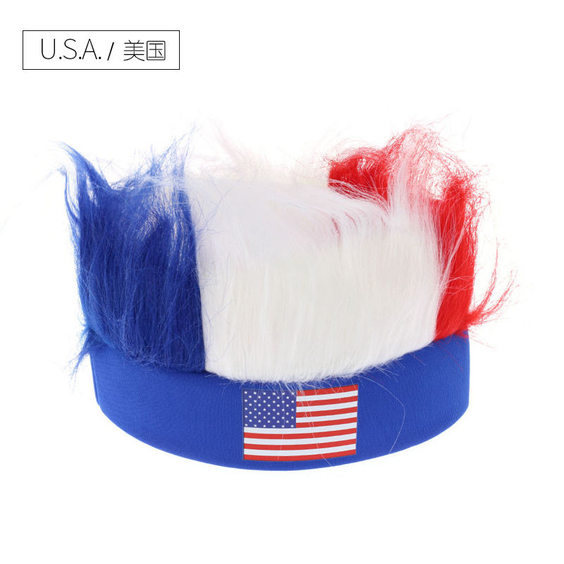 Wholesale Custom Sports Fans Cheering Product Team Supporter Giveaways Headband Wig With 32 Country Flags